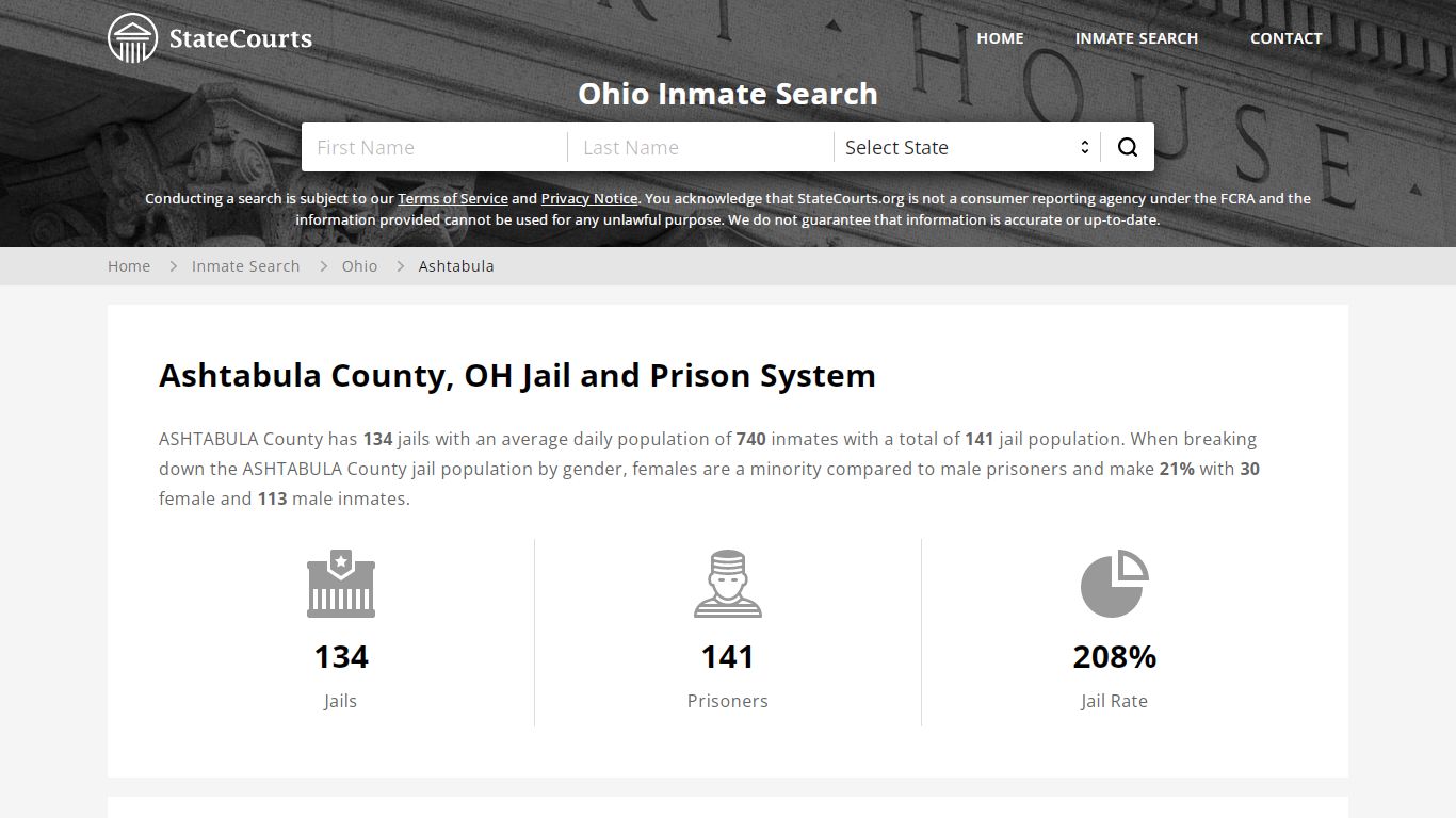 Ashtabula County, OH Inmate Search - StateCourts