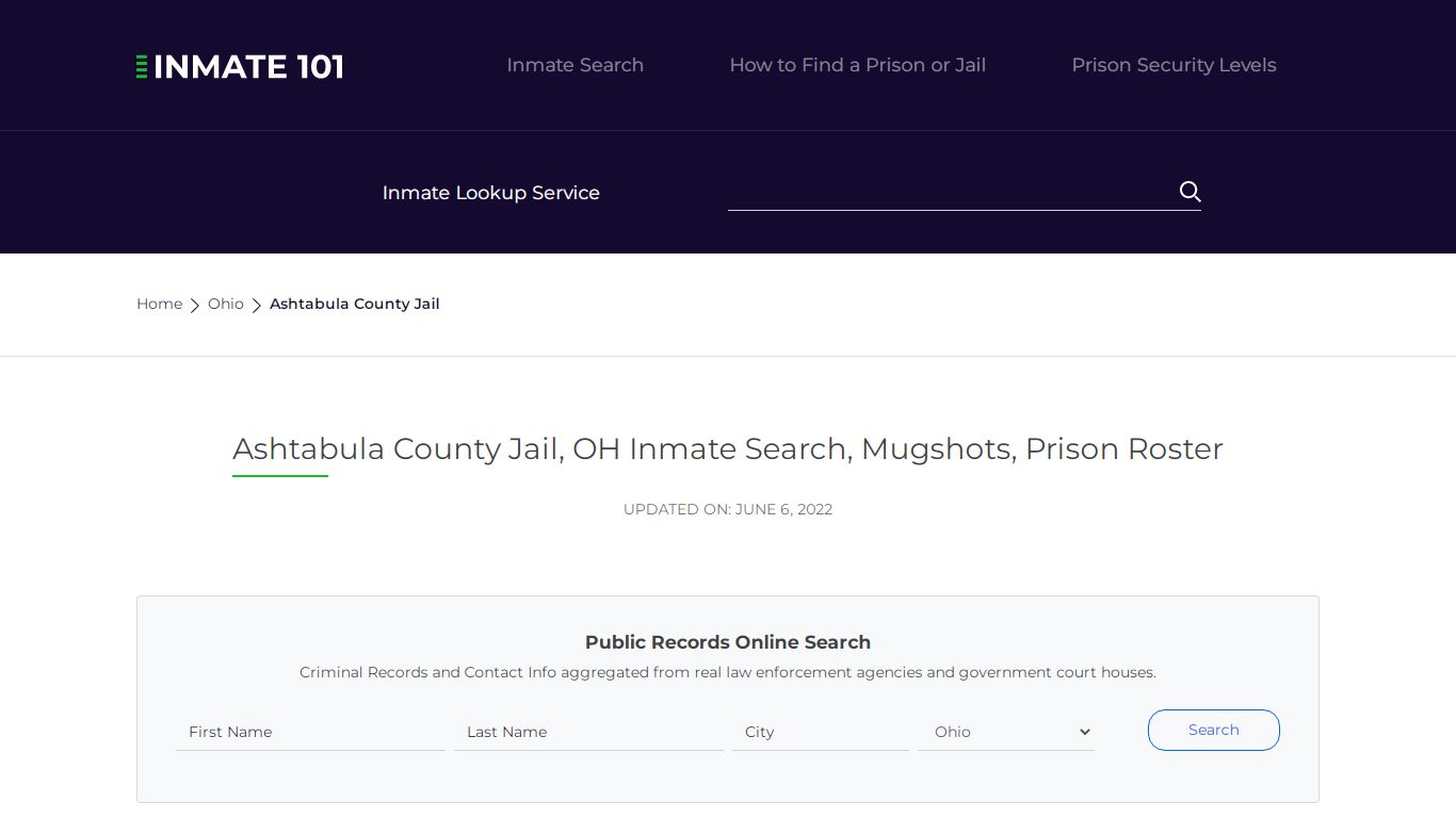 Ashtabula County Jail, OH Inmate Search, Mugshots, Prison ...